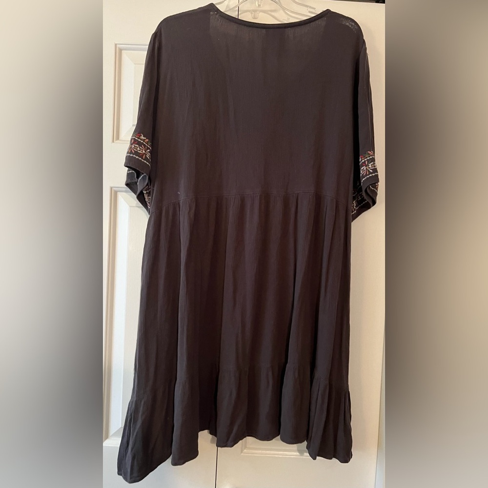 Knox Rose Women's Dark Brown Boho Peasant Embroidered Midi Dress EUC XL #1717 - Picture 7 of 9